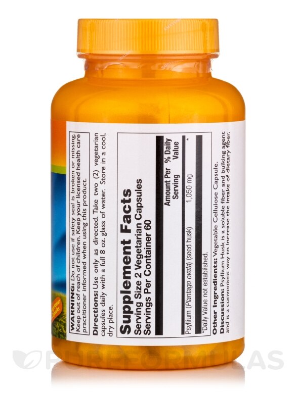 Psyllium Husk 1050 mg (Soluble Fiber) - 120 Capsules - Alternate View 1