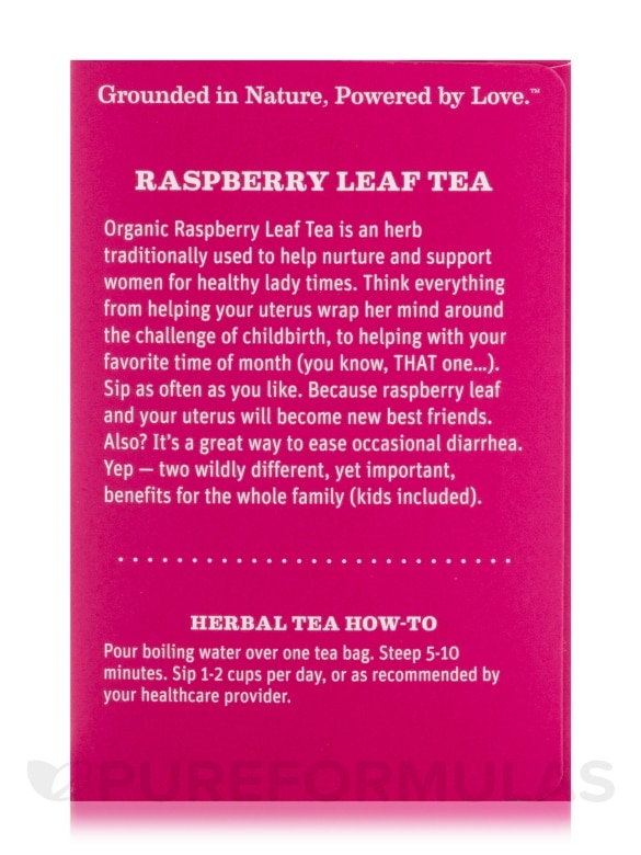 Organic Raspberry Leaf Tea (Caffeine Free) - 16 Tea Bags - Alternate View 2