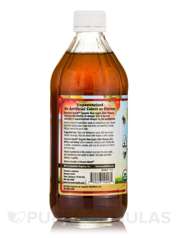 Organic - Raw Apple Cider Vinegar with Mother and Honey - 16 fl. oz (473 ml) - Alternate View 3