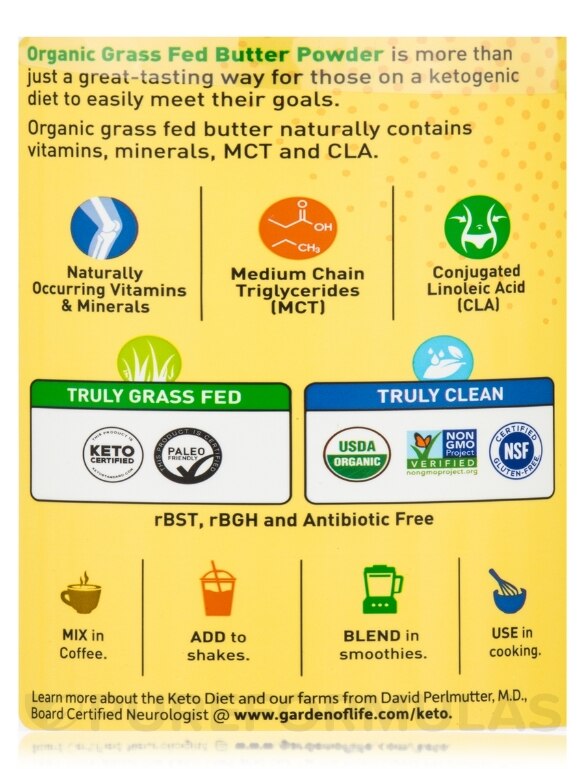 Dr. Formulated Keto Organic Grass Fed Butter Powder - 10.58 oz (300 Grams) - Alternate View 4