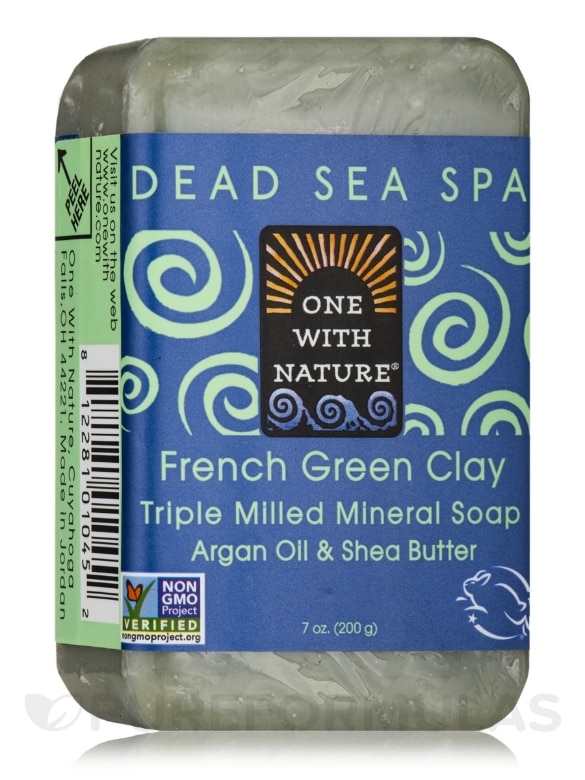 French Green Clay - Triple Milled Mineral Soap Bar with Argan Oil & Shea Butter - 7 oz (200 Grams)