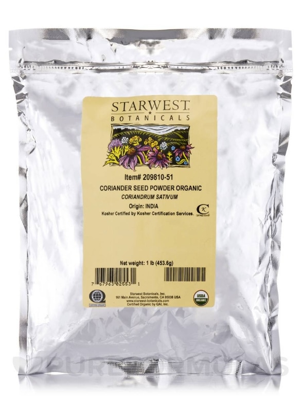 Organic Coriander Seed Powder - 1 lb (453.6 Grams)