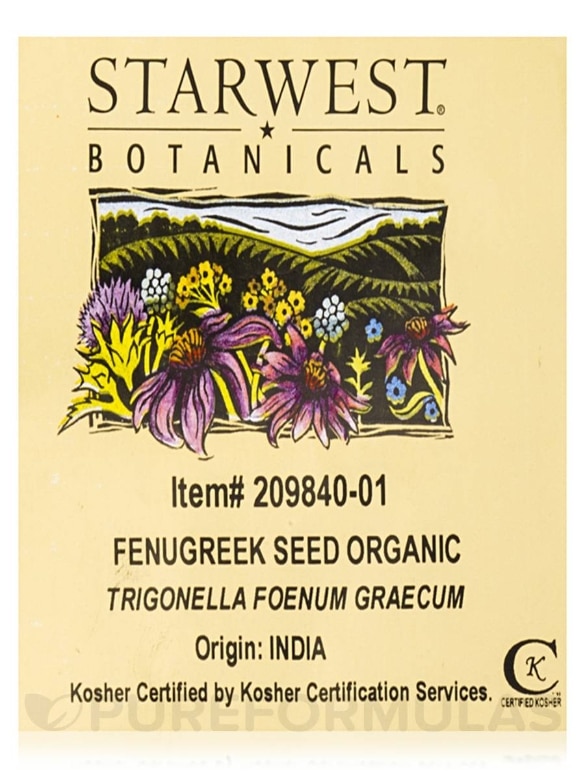 Organic Fenugreek Seed - 1 lb (453.6 Grams) - Alternate View 1