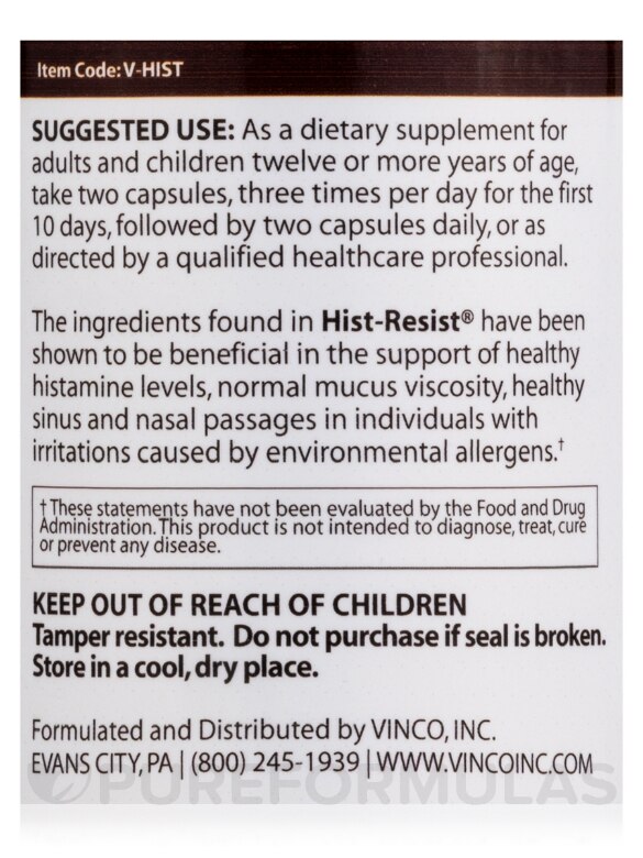 Hist-Resist® - 120 Vegetable Capsules - Alternate View 4