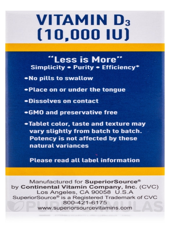 Vitamin D3 10000 IU - Extra Strength - 100 MicroLingual® Tablets - Alternate View 9