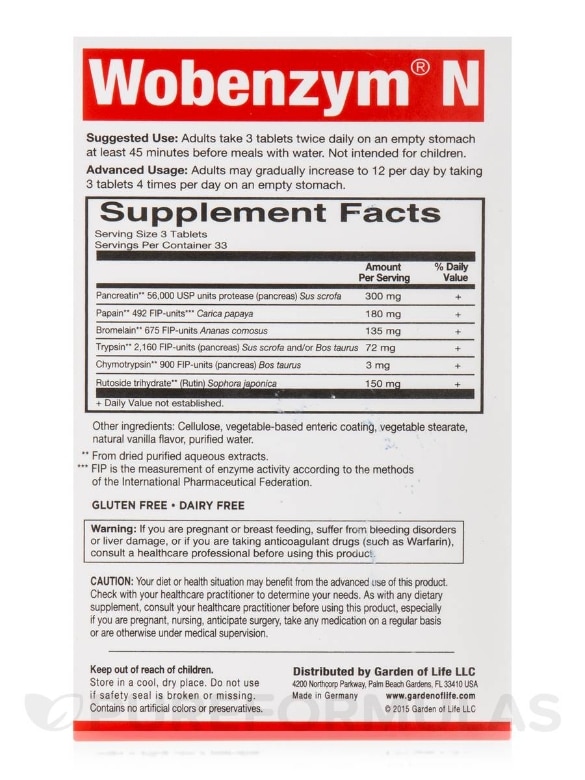 Wobenzym® N - 100 Enteric-Coated Tablets - Alternate View 7