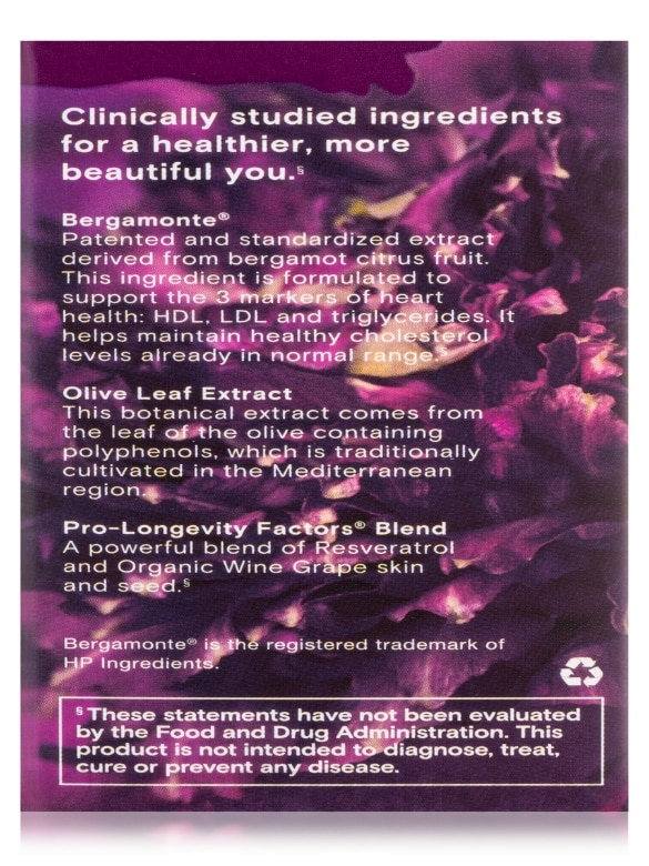 Bergamot Cholesterol Support with Trans-Resveratrol - 30 Veggie Capsules - Alternate View 8