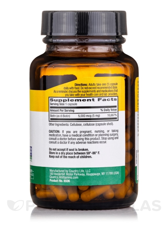 High Potency Biotin 5 mg - 120 Vegan Capsules - Alternate View 1