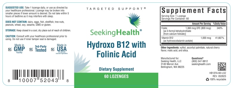 Hydroxo B12 with Folinic Acid - 60 Lozenges - Alternate View 1