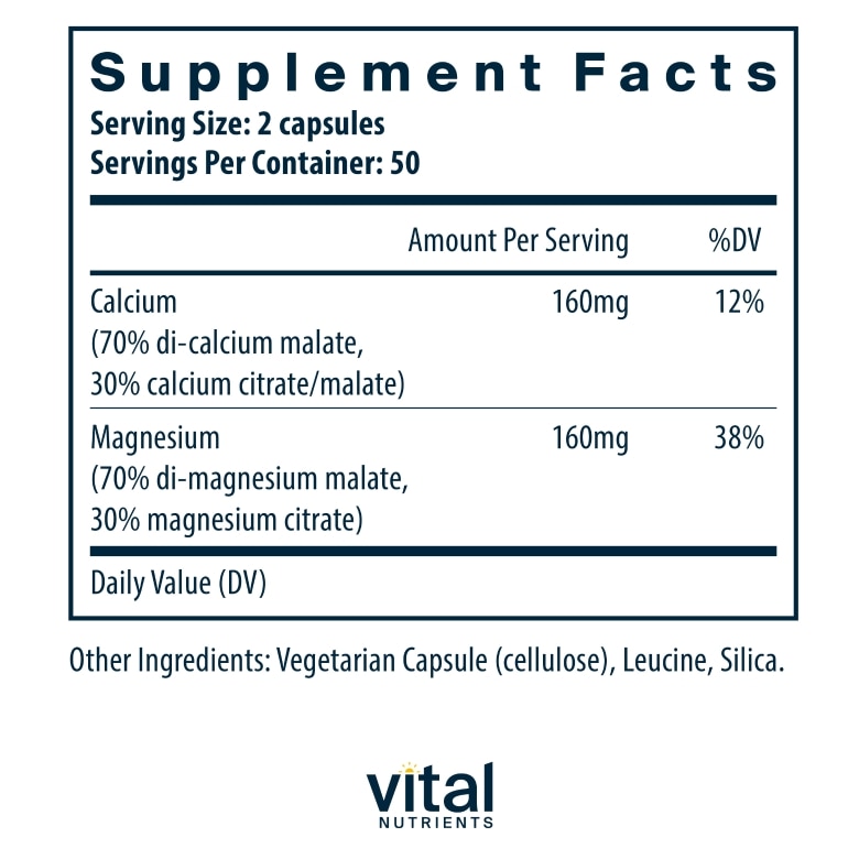 Calcium/Magnesium (Citrate/Malate Formula) - 100 Vegetarian Capsules - Alternate View 5