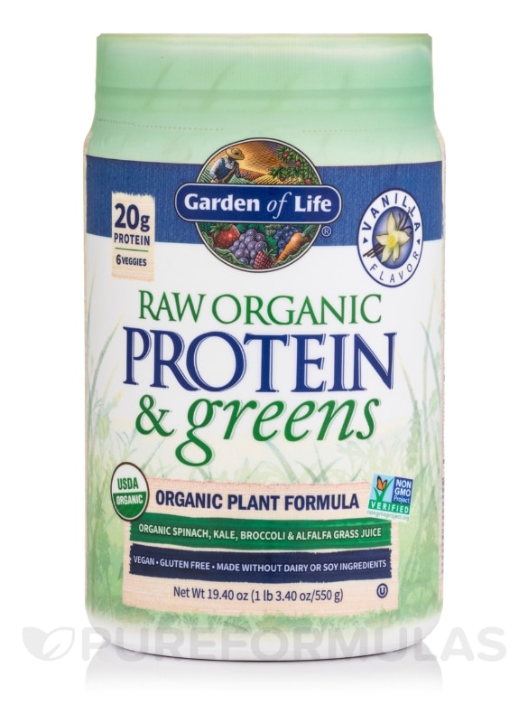 Raw Protein and Greens Vanilla - 19.40 oz (550 Grams)