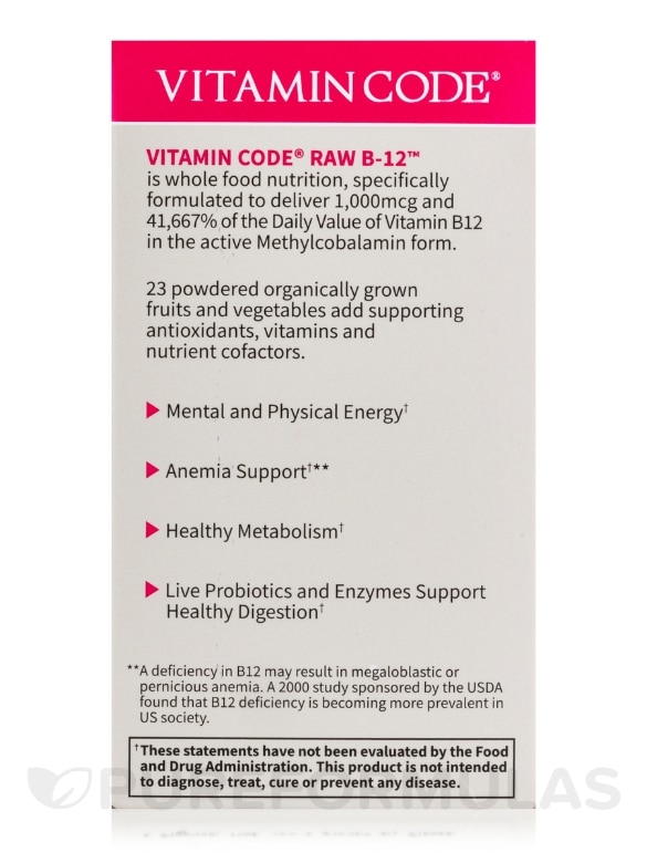 Vitamin Code® - Raw Vitamin B12 - 30 Vegan Capsules - Alternate View 6