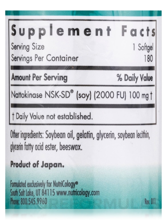 NattoZyme 100 mg - 180 Softgels - Alternate View 3
