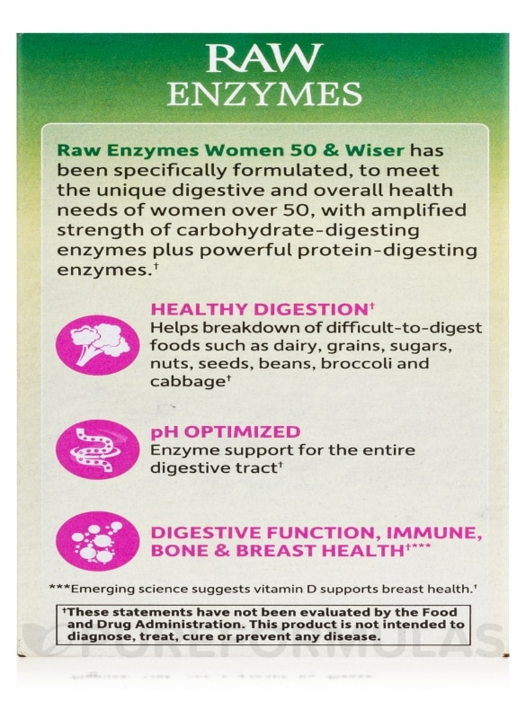 Raw Enzymes™ Women 50 & Wiser - 90 Vegetarian Capsules - Alternate View 9