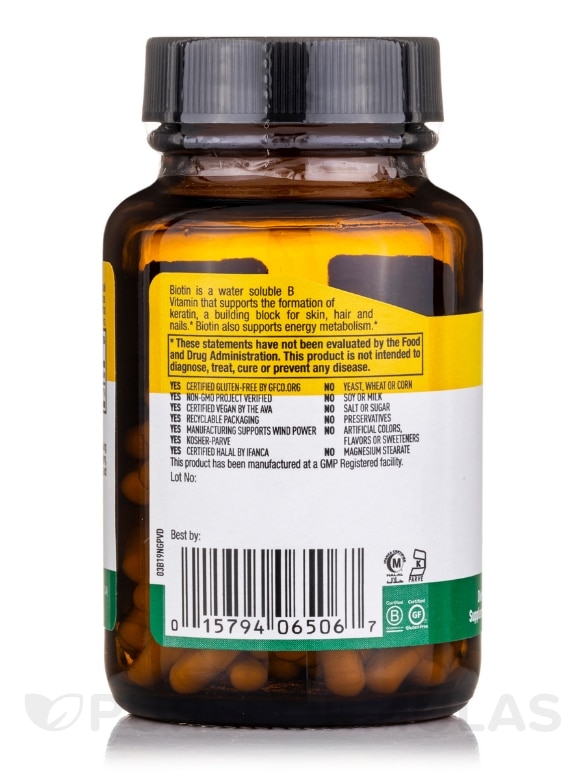 High Potency Biotin 5 mg - 120 Vegan Capsules - Alternate View 2