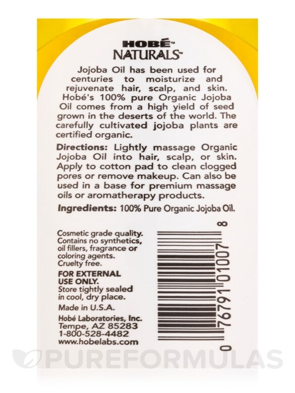 Hobé® Naturals™ Organic Jojoba Oil - 4 fl. oz (118 ml) - Alternate View 2