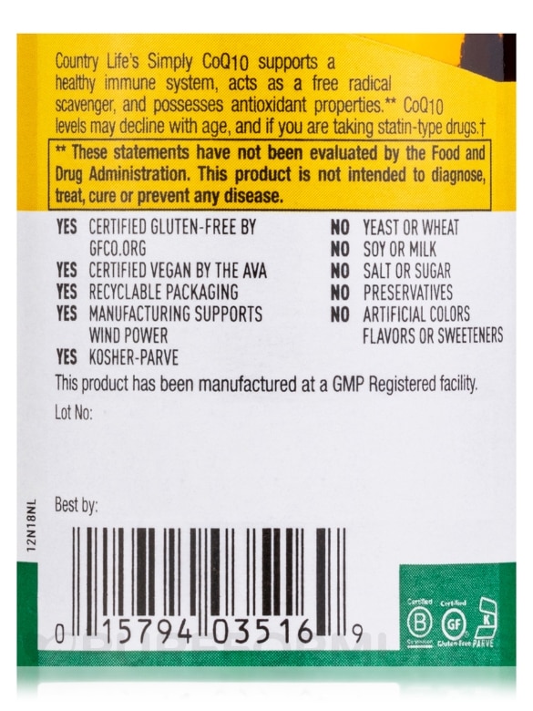 CoQ10 100 mg - 60 Vegan Capsules - Alternate View 4