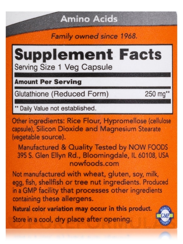 Glutathione 250 mg - 60 Veg Capsules - Alternate View 3
