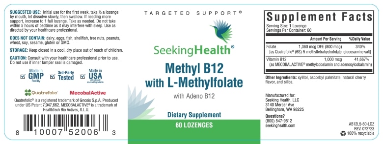 Active B12 with L-5-MTHF - 60 Lozenges - Alternate View 1