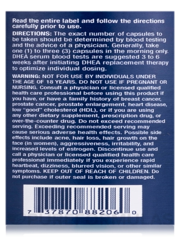 DHEA 50 mg - 60 Capsules - Alternate View 4