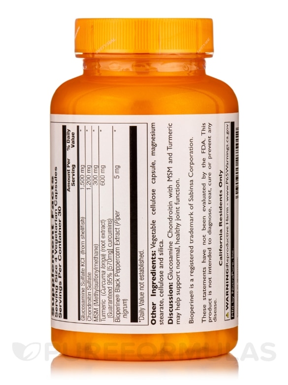 Glucosamine & Chondroitin with MSM & Turmeric - 120 Vegetarian Capsules - Alternate View 2