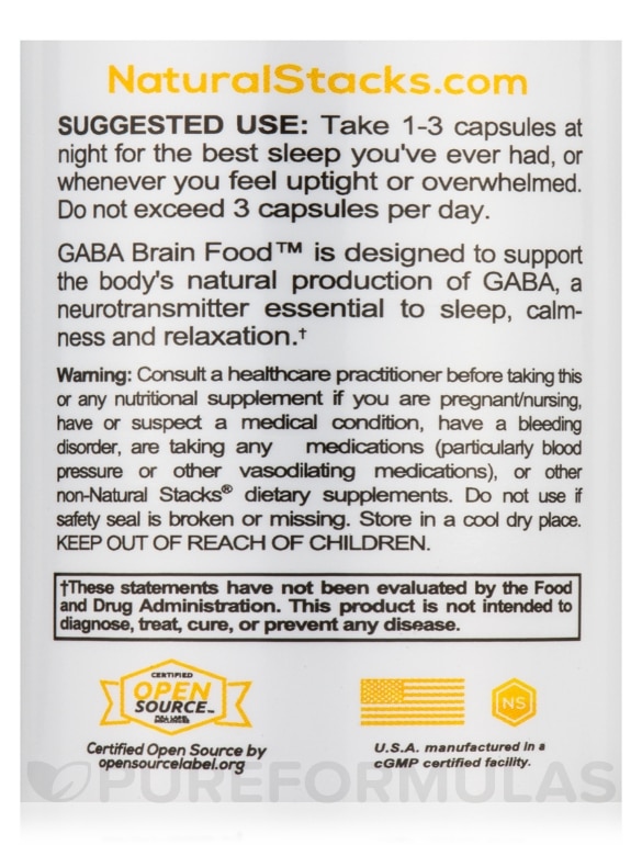 GABA Brain Food™ - 60 Vegetarian Capsules - Alternate View 4