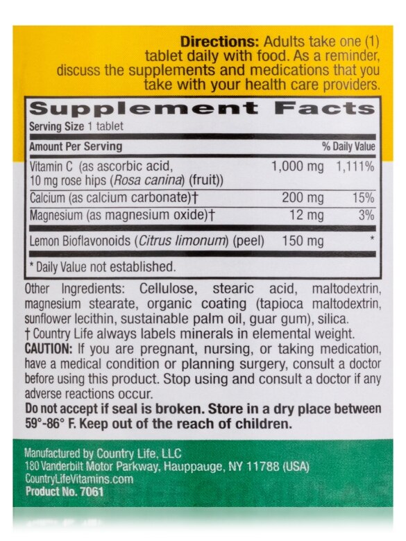 Buffered Vitamin C 1000 mg with Bioflavonoids - 100 Tablets - Alternate View 3