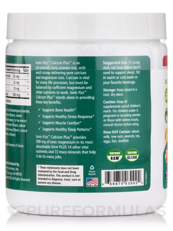 Ionic-Fizz™ Calcium Plus™ - Raspberry Lemonade Flavor - 14.82 oz (420 Grams) - Alternate View 2