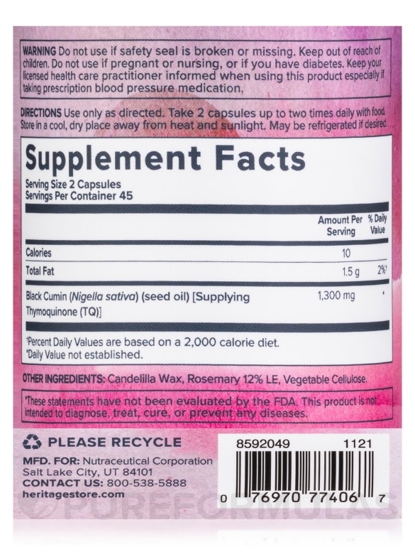 Black Seed Oil 650 mg - 90 Vegetarian Liquid Capsules - Alternate View 3