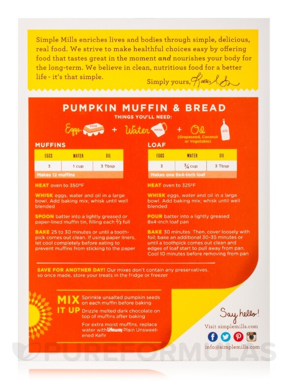 Almond Flour Pumpkin Muffin & Bread Mix - 9 oz (255 Grams) - Alternate View 3