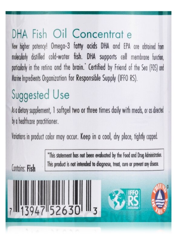 DHA (Fish Oil Concentrate) - 90 Softgels - Alternate View 4