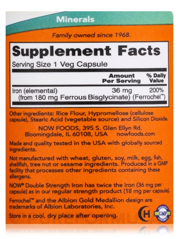 Double Strength Iron 36 mg - 90 Veg Capsules - Alternate View 3