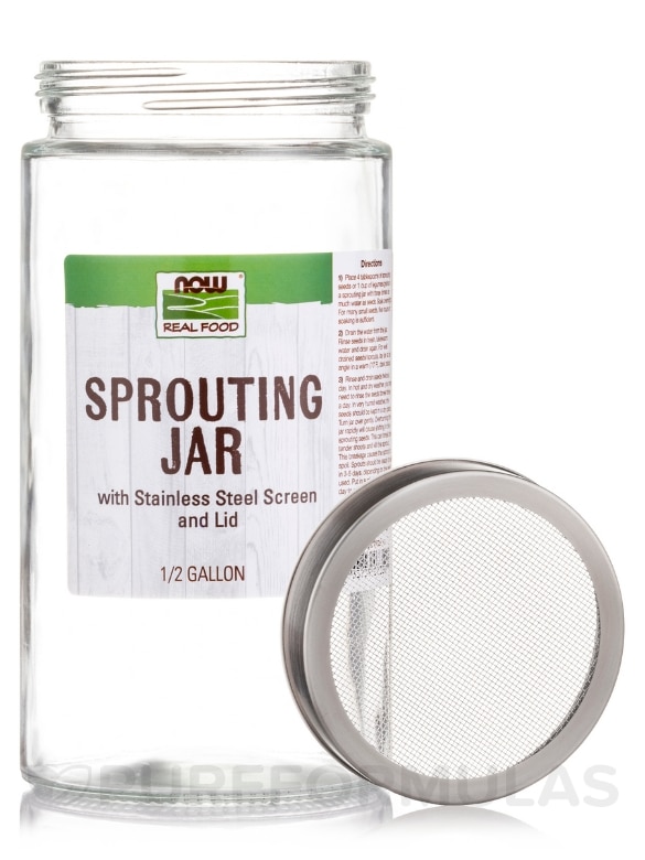 NOW Real Food® - Sprouting Jar with Stainless Steel Screen and Lid - 0.5 Gallons - Alternate View 2