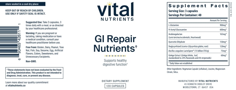 GI Repair Nutrients - 120 Capsules - Alternate View 4