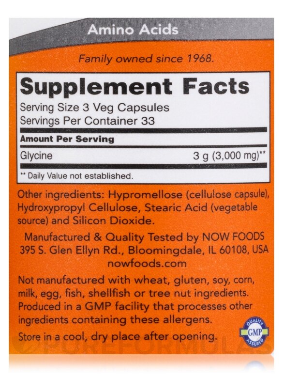 Glycine 1000 mg - 100 Veg Capsules - Alternate View 3