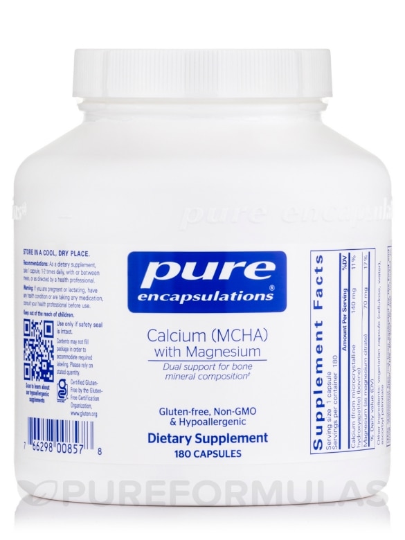 Calcium (MCHA) with Magnesium - 180 Capsules