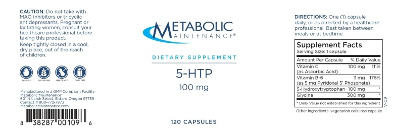5-HTP 100 mg - 120 Capsules - Alternate View 1