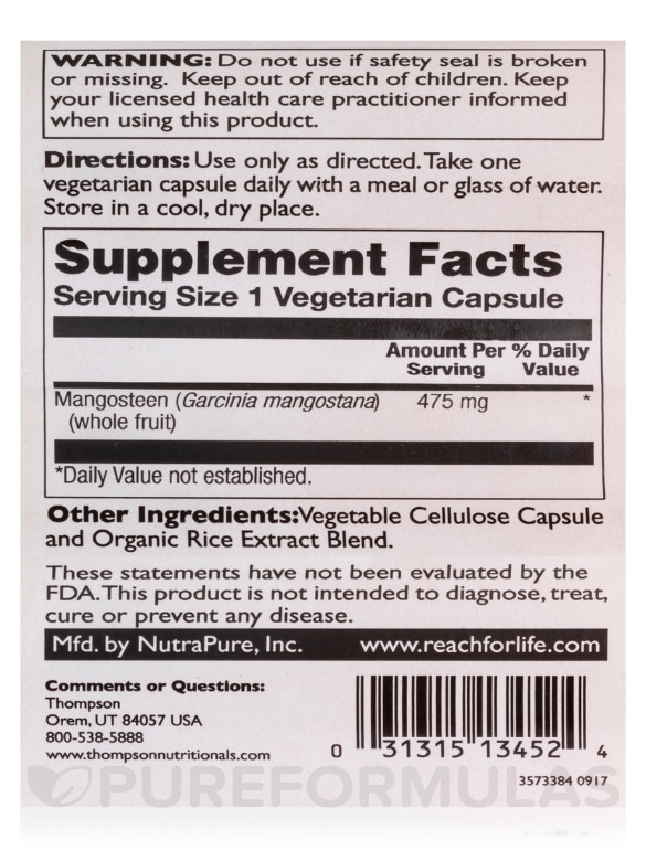 Mangosteen 475 mg - 30 Vegetarian Capsules - Alternate View 4