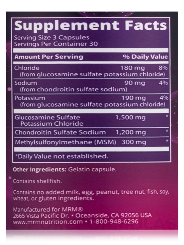 Glucosamine Chondroitin MSM - 90 Capsules - Alternate View 3