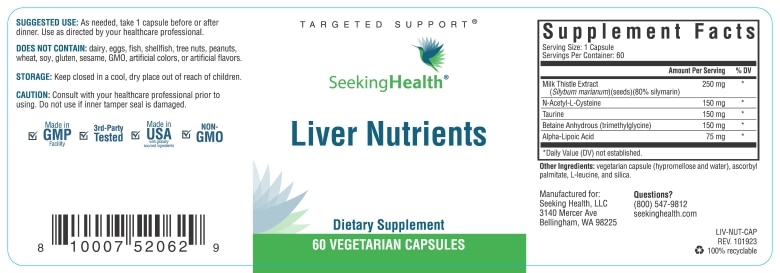 Liver Nutrients - 60 Vegetarian Capsules - Alternate View 3