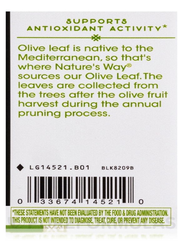 Olive Leaf - 100 Vegan Capsules - Alternate View 6