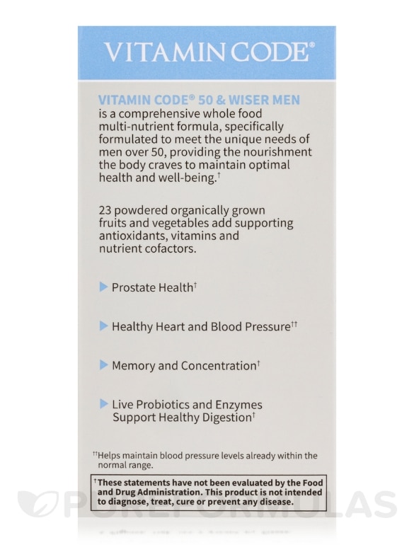 Vitamin Code® - 50 & Wiser Men's Multi - 120 Vegetarian Capsules - Alternate View 6