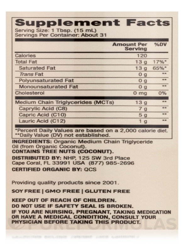 Biothin® Organic MCT Oil - 16 fl. oz (473 ml) - Alternate View 3