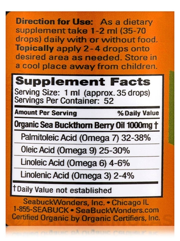 Sea Buckthorn Berry Oil (USDA Organic) - 1.76 fl. oz (52 ml) - Alternate View 4