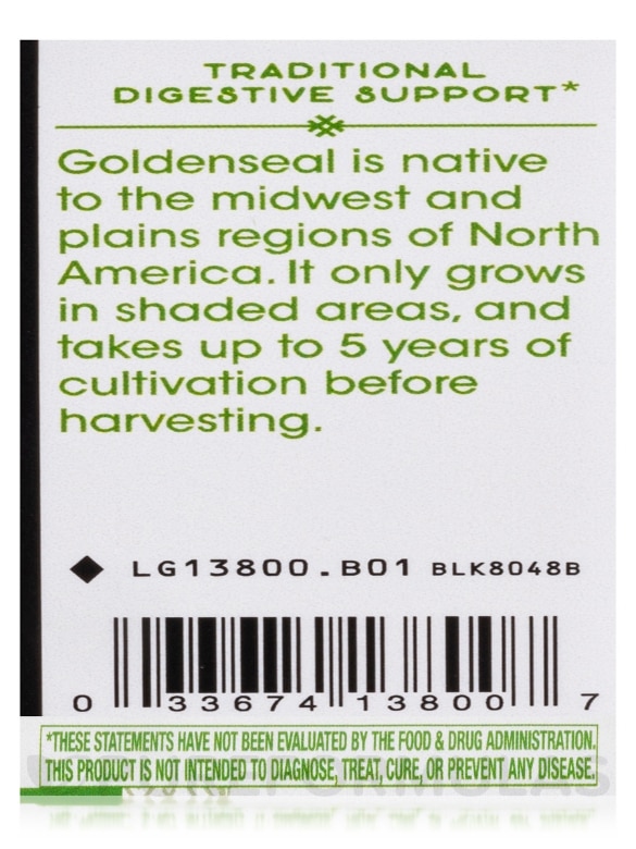 Goldenseal Root - 100 Vegan Capsules - Alternate View 6