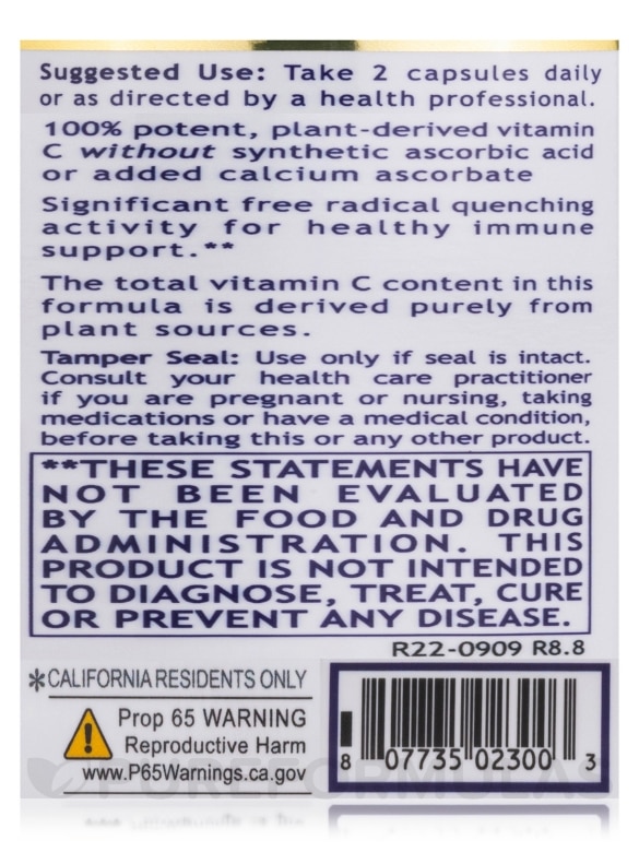 Premier Plant Vitamin C - 60 Plant-Source Capsules - Alternate View 6