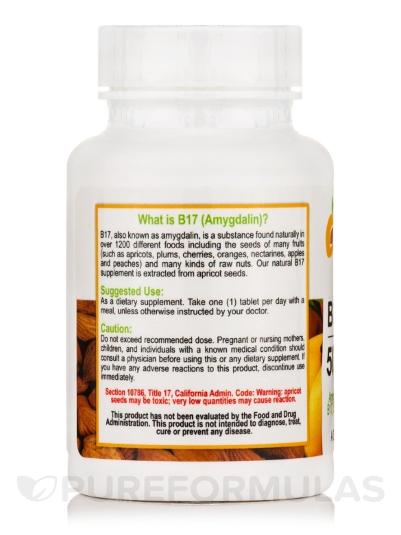 B17 (Amygdalin) 500 mg - 100 Tablets - Alternate View 2