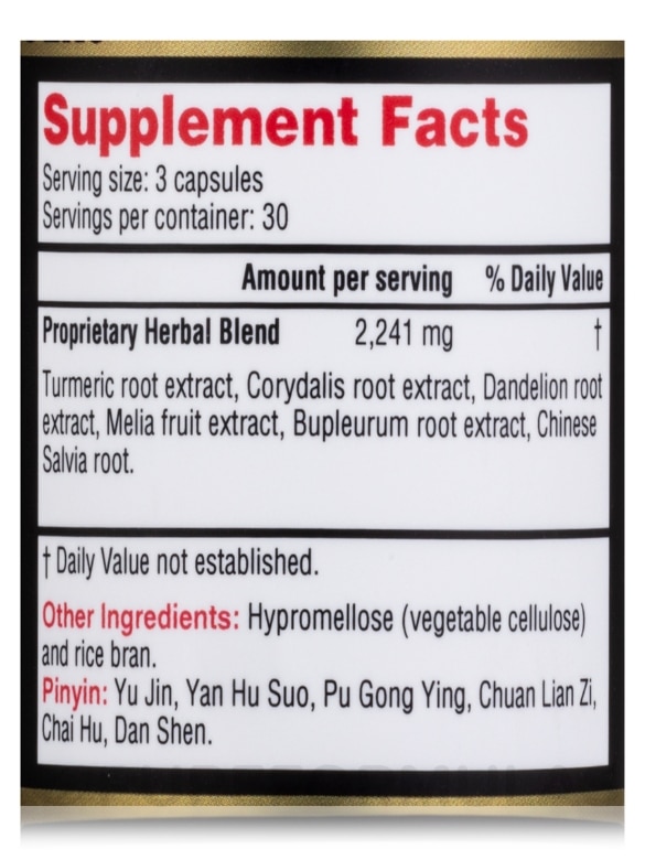 GB-6™ (Chuan Lian Zi Herbal Supplement) - 90 Capsules - Alternate View 3