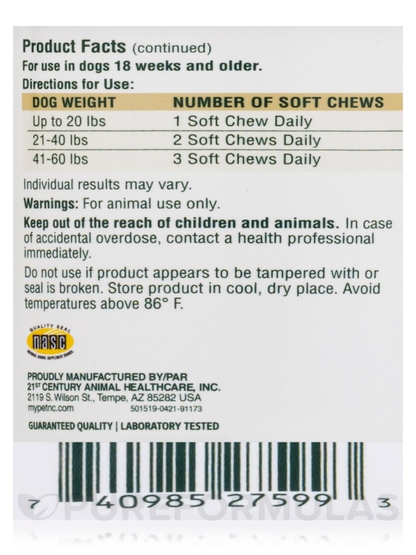 Dog Calming Formula Soft Chews - 120 Tablets - Alternate View 3