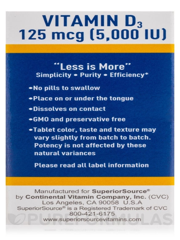 Vitamin D3 5000 IU - Extra Strength - 100 MicroLingual® Tablets - Alternate View 9